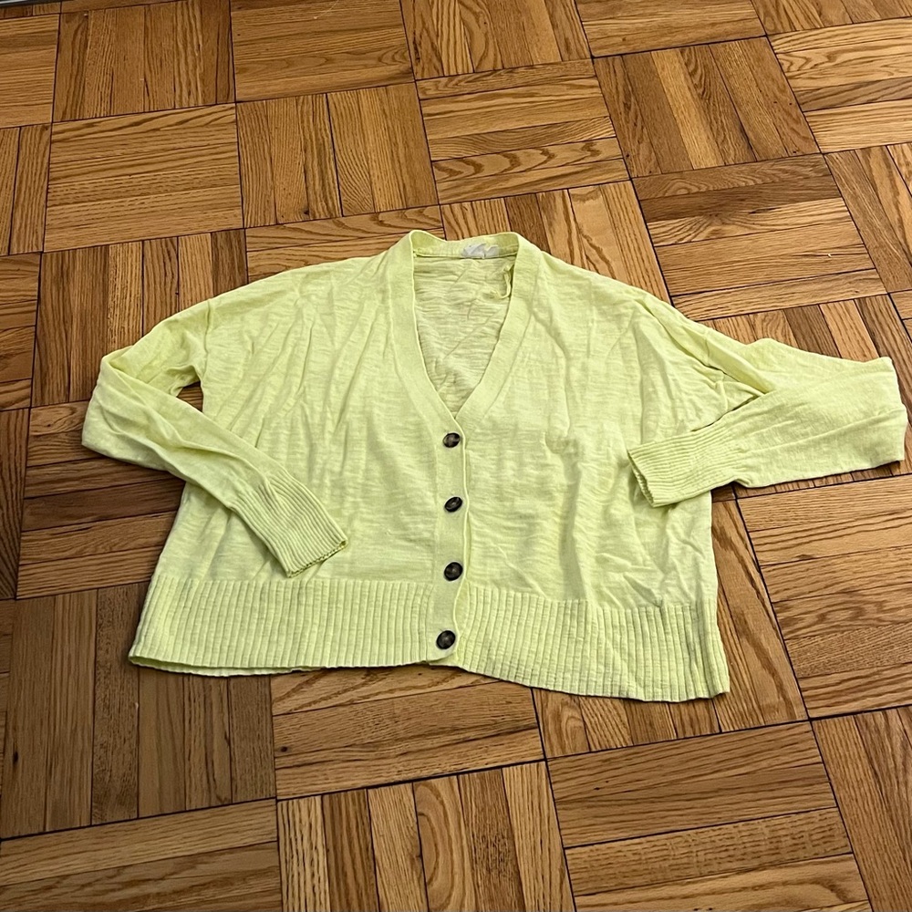 GAP NEON-Y BRIGHT YELLOW VNECK CARDIGAN 100% CTTN